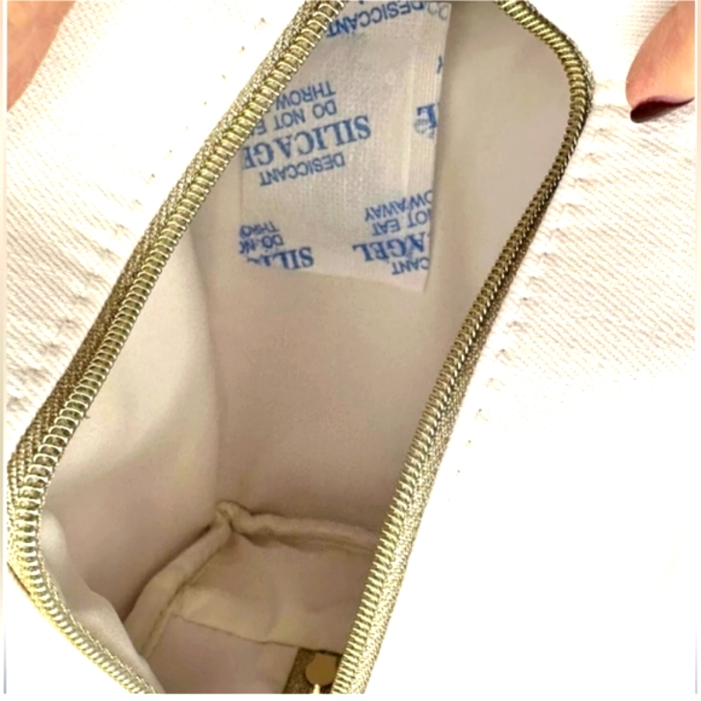 Dior Beauty Demin Cosmetic Makeup Bag Pouch - Gold Logo - Picture 6 of 9
